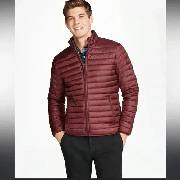 [S] Brooks Brothers Men  Red Fleece Light Puffer Jacket - Picture 1 of 6